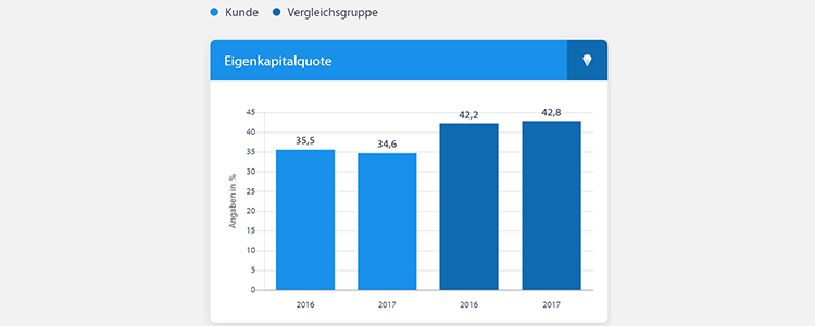 Beispiel Auswertung Eigenkapitalquote im DKB-Betriebsvergleich Landwirtschaft